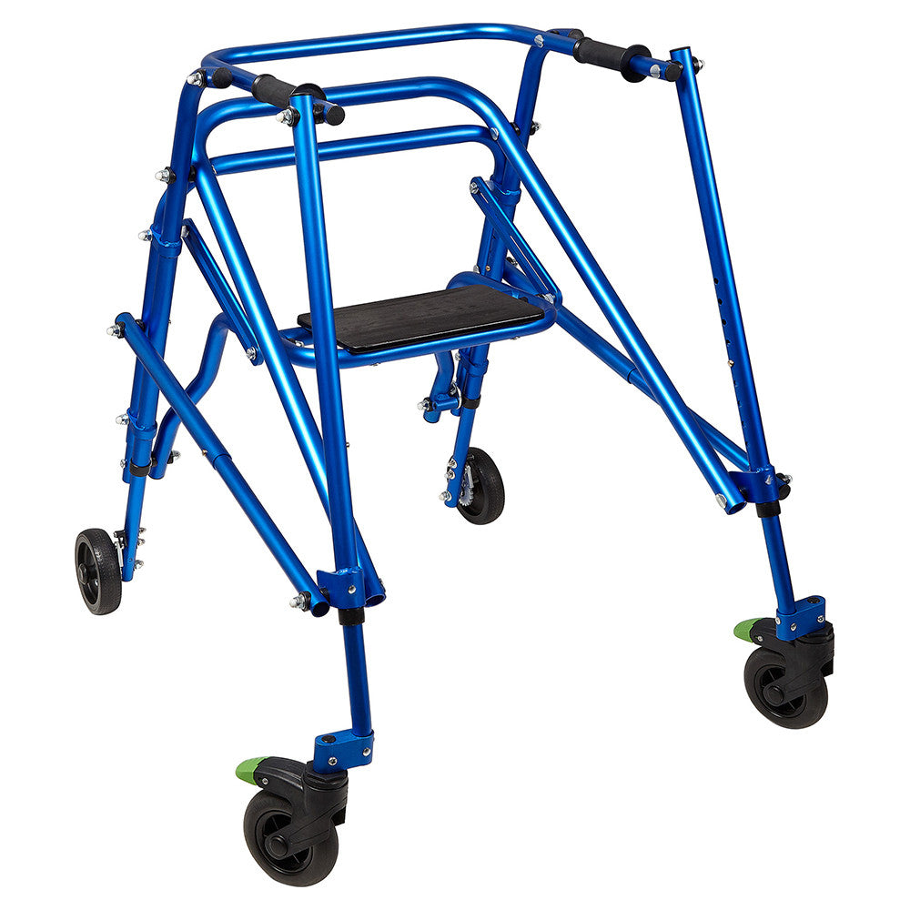 Circle Specialty Kilp 4 Wheeled Walker with Seat - Blue, Medium