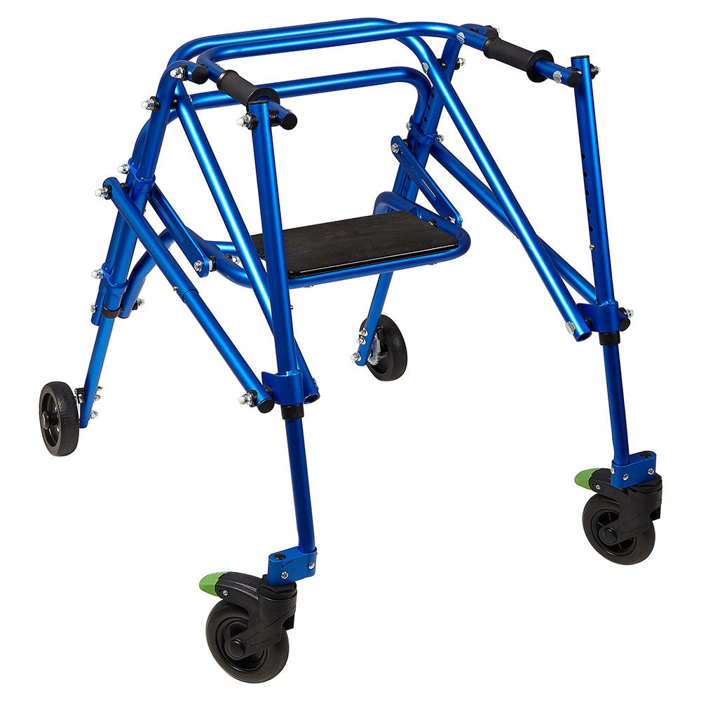 Circle Specialty Kilp 4 Wheeled Walker with Seat - Blue, Medium