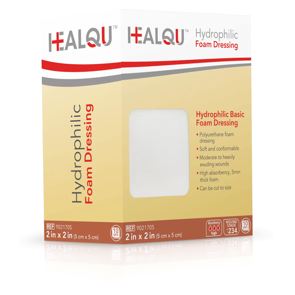 HealQu Hydrophilic Foam Dressing - Box of 10