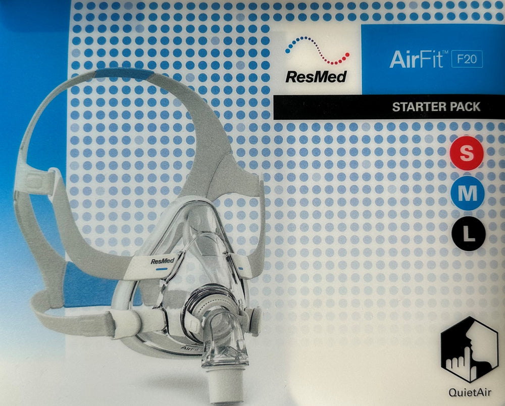 ResMed Airfit F20 Full Face with Headgear Complete CPAP Mask Starter Kit