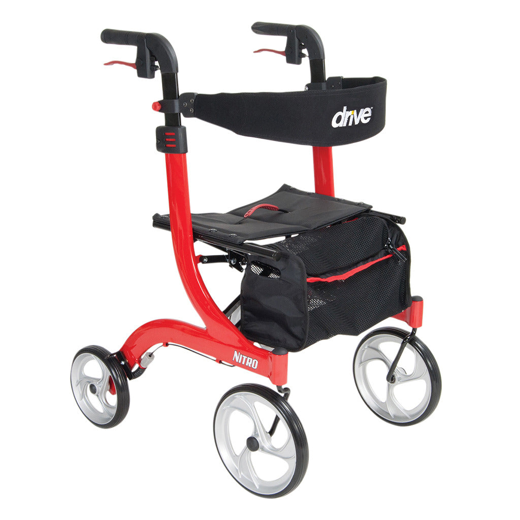 Nitro Euro Style Rollator Rolling Walker, Red