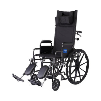 18" reclining wheelchair with elevating leg rests and desk arms