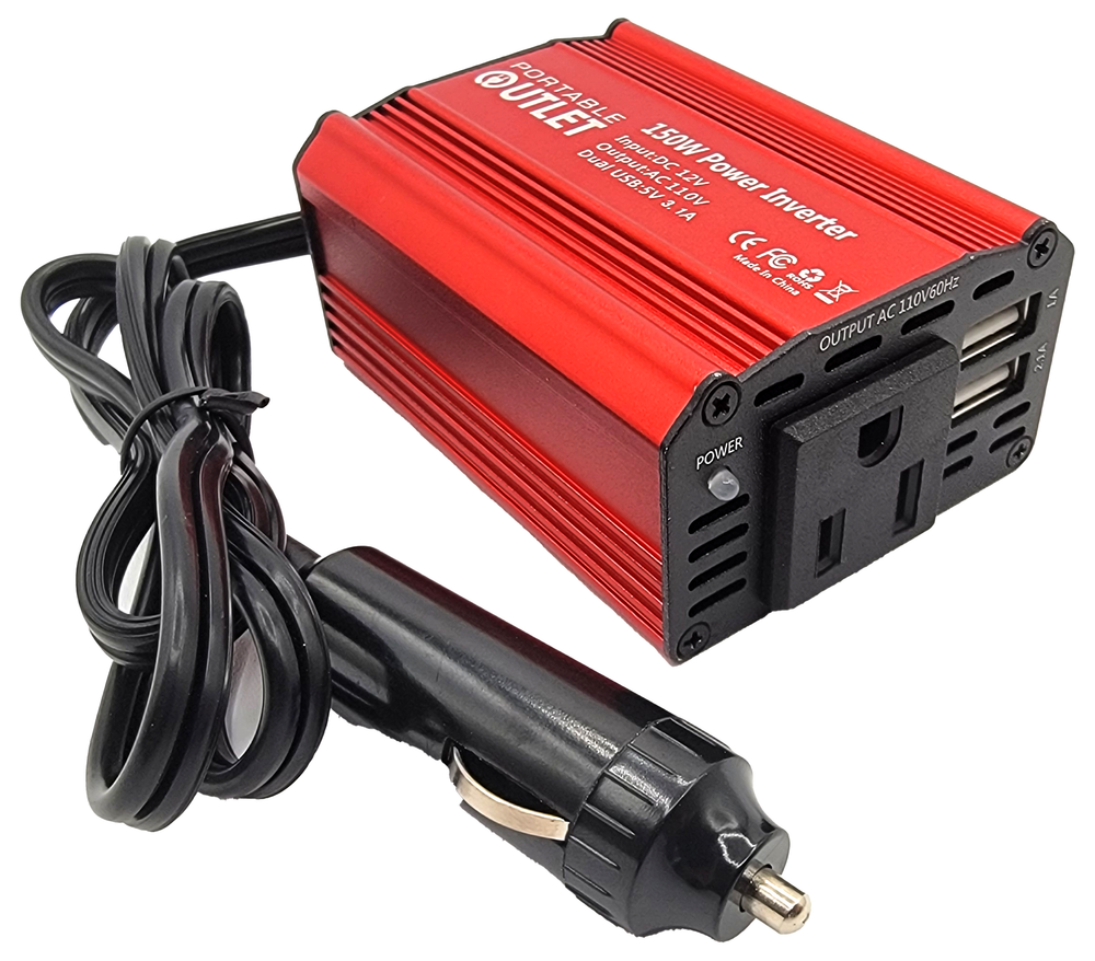 Portable Outlet 150 Watt DC to AC Car Charging Inverter