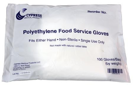 Polyethylene Food Service Gloves Non-Sterile - 100 Count Large - No Insurance Medical Supplies