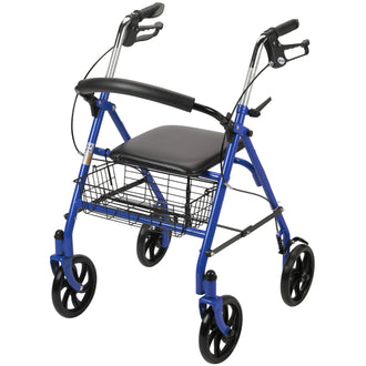 Four Wheel Rollator Rolling Walker with Fold Up Removable Back Support, Blue