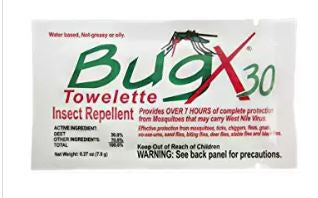 BugX 30 Insect Repellent Towelette 50/Box