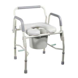 Steel Drop Arm Bedside Commode with Padded Seat and Arms - No Insurance Medical Supplies