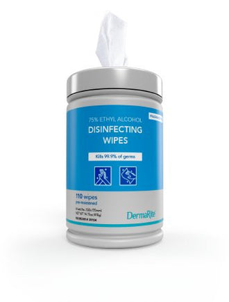 DermaRite Ethyl Alcohol Hand Sanitizing Wipes - 110 Count - No Insurance Medical Supplies