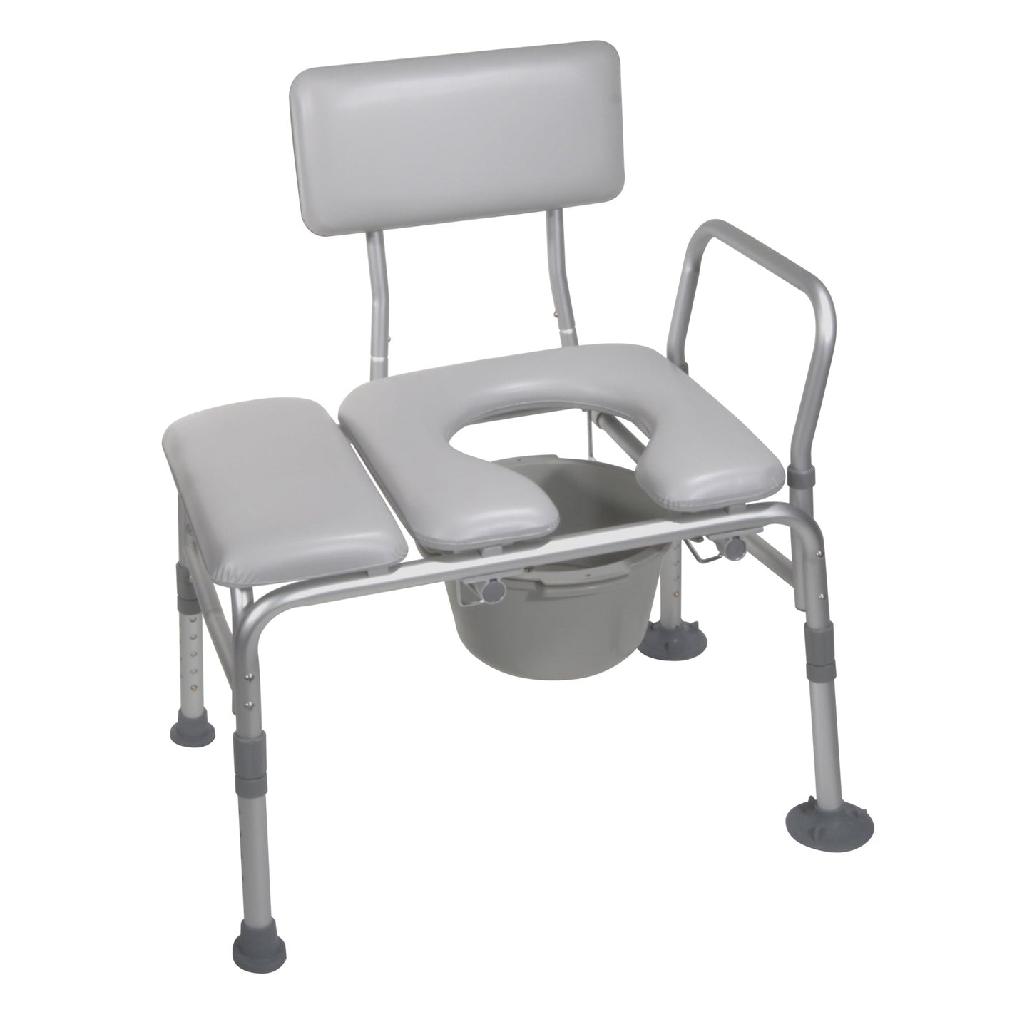 Padded Seat Transfer Bench with Commode Opening - No Insurance Medical Supplies