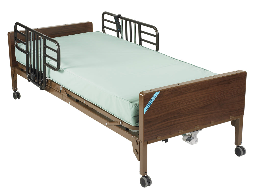 Delta Ultra Light Semi Electric Hospital Bed with Half Rails and Innerspring Mattress