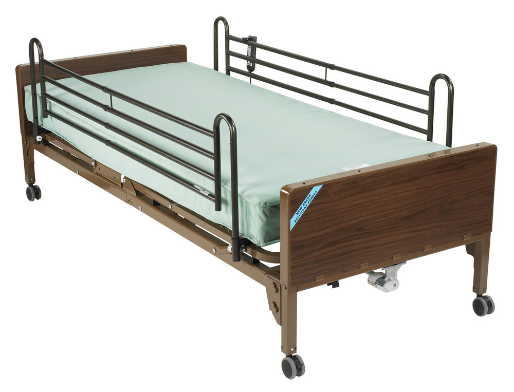 Delta Ultra Light Semi Electric Hospital Bed with Full Rails and Innerspring Mattress