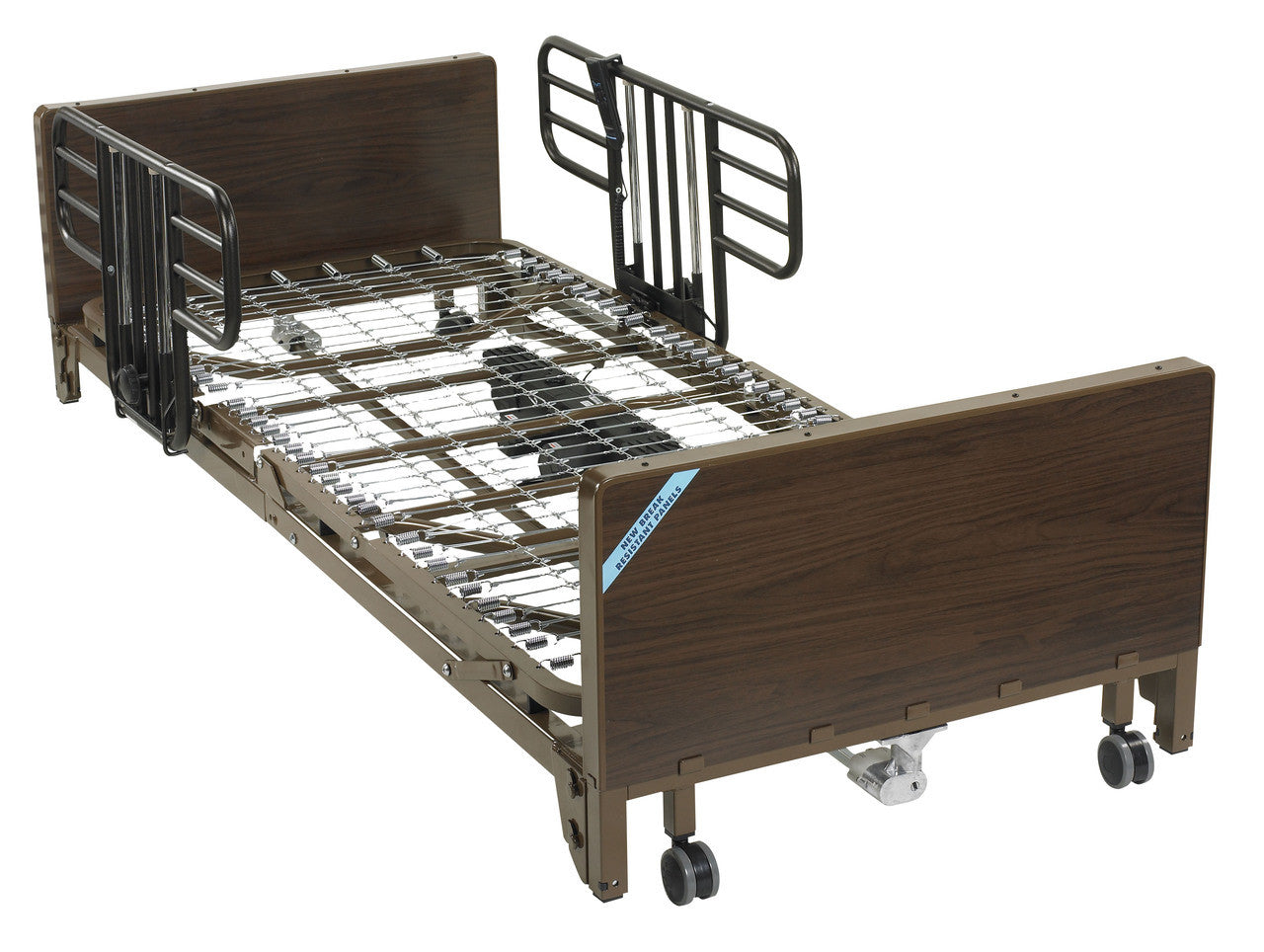 Delta Ultra Light Full Electric Low Hospital Bed with Half Rails and Innerspring Mattress - No Insurance Medical Supplies