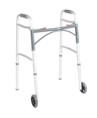 Drive Medical - Deluxe Two Button Folding Walker with 5" Wheels - No Insurance Medical Supplies