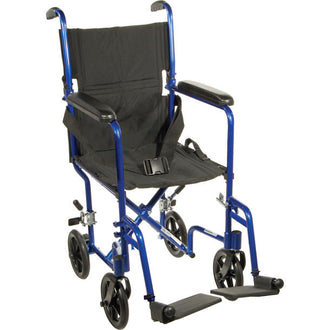 Drive Medical Lightweight Transport Wheelchair, 19" Seat, Blue - No Insurance Medical Supplies