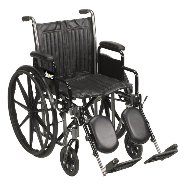 Drive Medical Silver Sport 2 Wheelchair, Detachable Full Arms, Swing Away Footrests, 18" Seat - No Insurance Medical Supplies