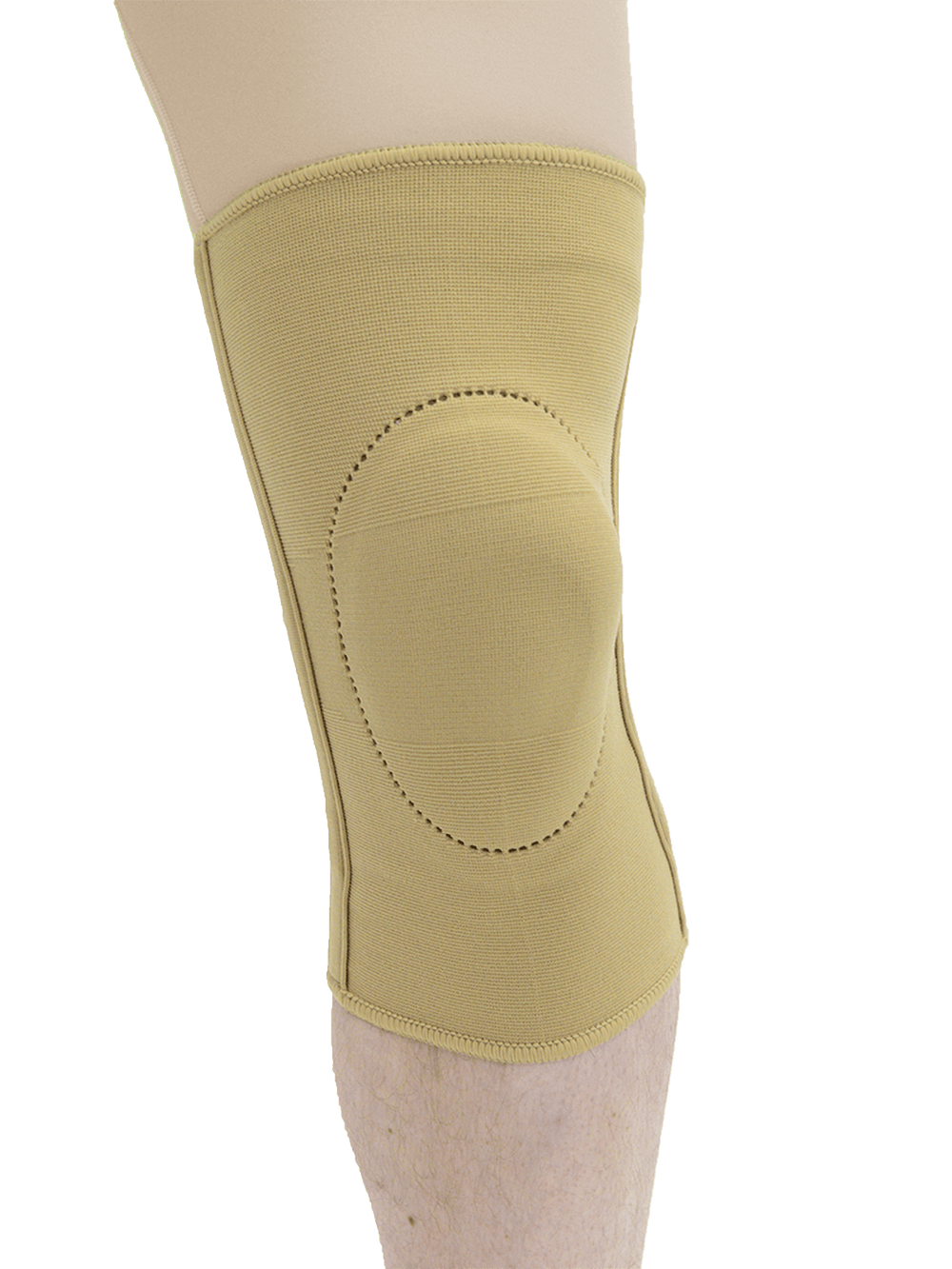 MAXAR Elastic Knee Brace with Donut-Shaped Silicone Ring and Metal Stays - Beige