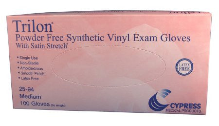 Trilon w/Satin Stretch Powder-Free Synthetic Vinyl Exam Gloves - 100 Count - No Insurance Medical Supplies