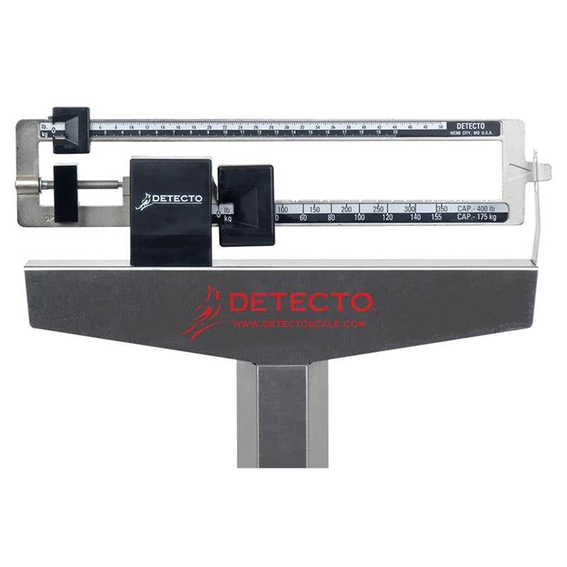 Detecto Eye-Level Physician Scale with Height Rod - Stainless Steel, 400 lb x 4 oz / 175 kg x 100 g