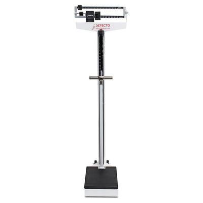 Detecto Eye-Level Physician Scale with Height Rod, Wheels and Handpost - White, 450 lb x 4 oz