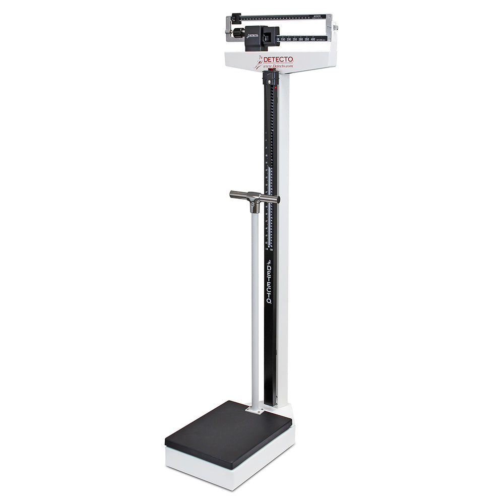 Detecto Eye-Level Physician Scale with Height Rod and Handpost - White, 450 lb x 4 oz