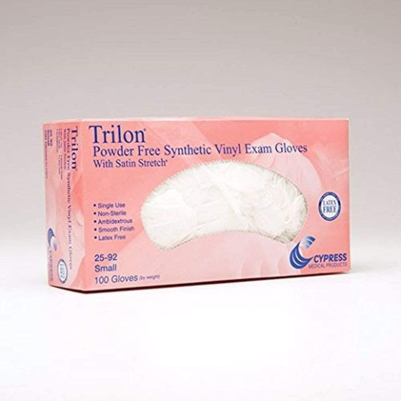 Trilon Powder Free Synthetic Vinyl Exam Gloves - Small (100 Count)