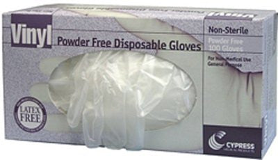 Cypress Vinyl Powder-Free Disposable Gloves - Large 100 Count - No Insurance Medical Supplies
