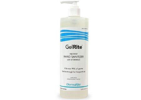 DermaRite GelRite Instant Hand Sanitizer With Vitamin E - 16 oz - No Insurance Medical Supplies