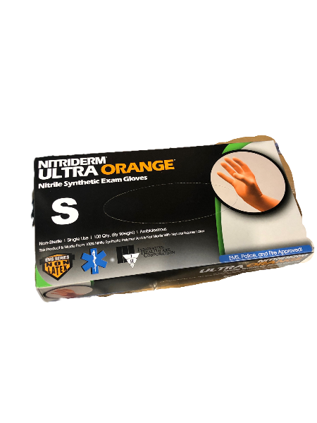 NitriDerm Ultra Orange NonSterile Synthetic Exam Gloves - 100 Count Small