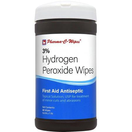 Pharma-C-Wipes Antiseptic Skin Wipe 3% Hydrogen Peroxide - 40 Count - No Insurance Medical Supplies