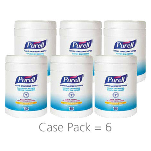 Purell Hand Sanitizing Wipes, Eco-Fit Canister - 270 Count, Case of 6