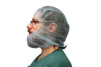 Disposable Surgeon Hood and Beard Cover, Blue