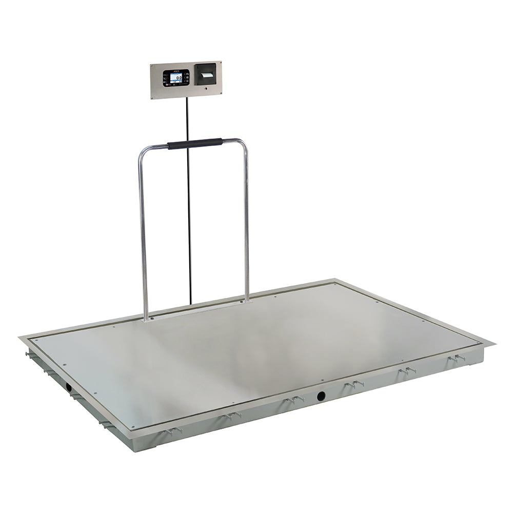 Detecto Solace Stainless Steel Dialysis Scale with Printer and Hand Rail - 72" x 48"