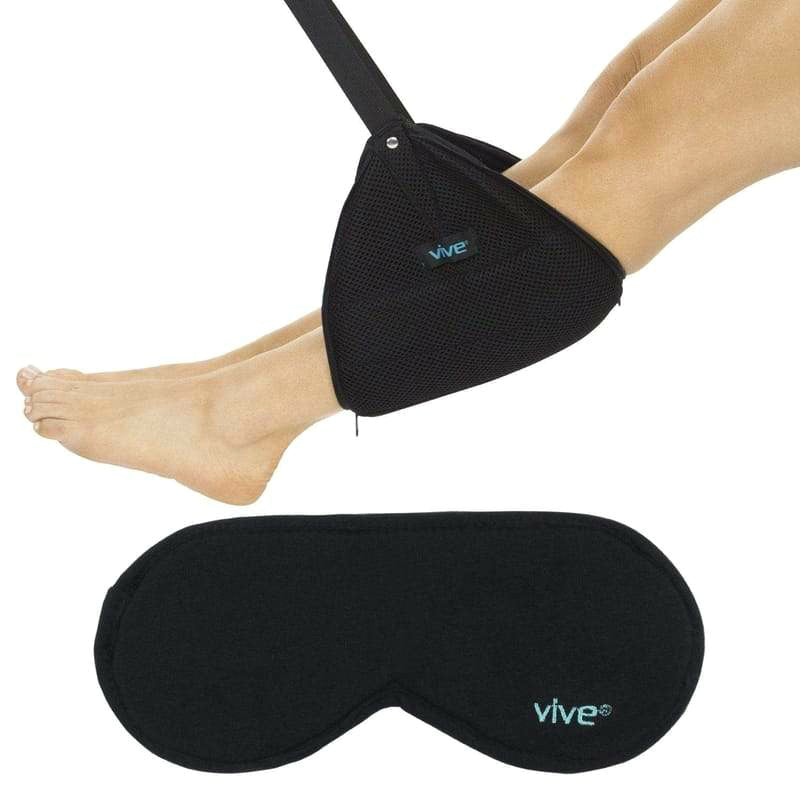 Vive Health Travel Footrest with Sleep Mask - Black