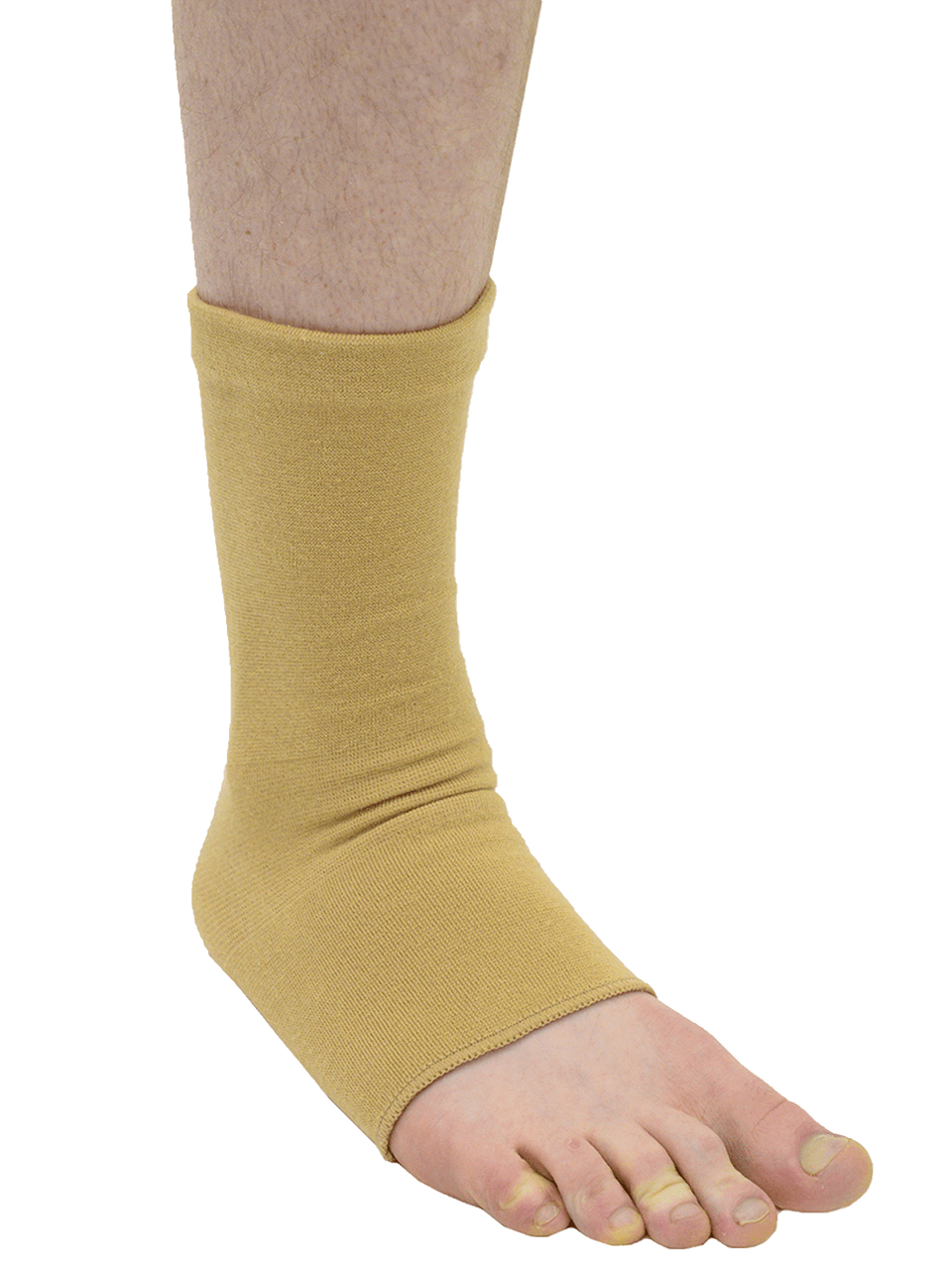 MAXAR Cotton/Elastic Ankle Brace (Four-Way Stretch, 67% Cotton) - Beige - No Insurance Medical Supplies