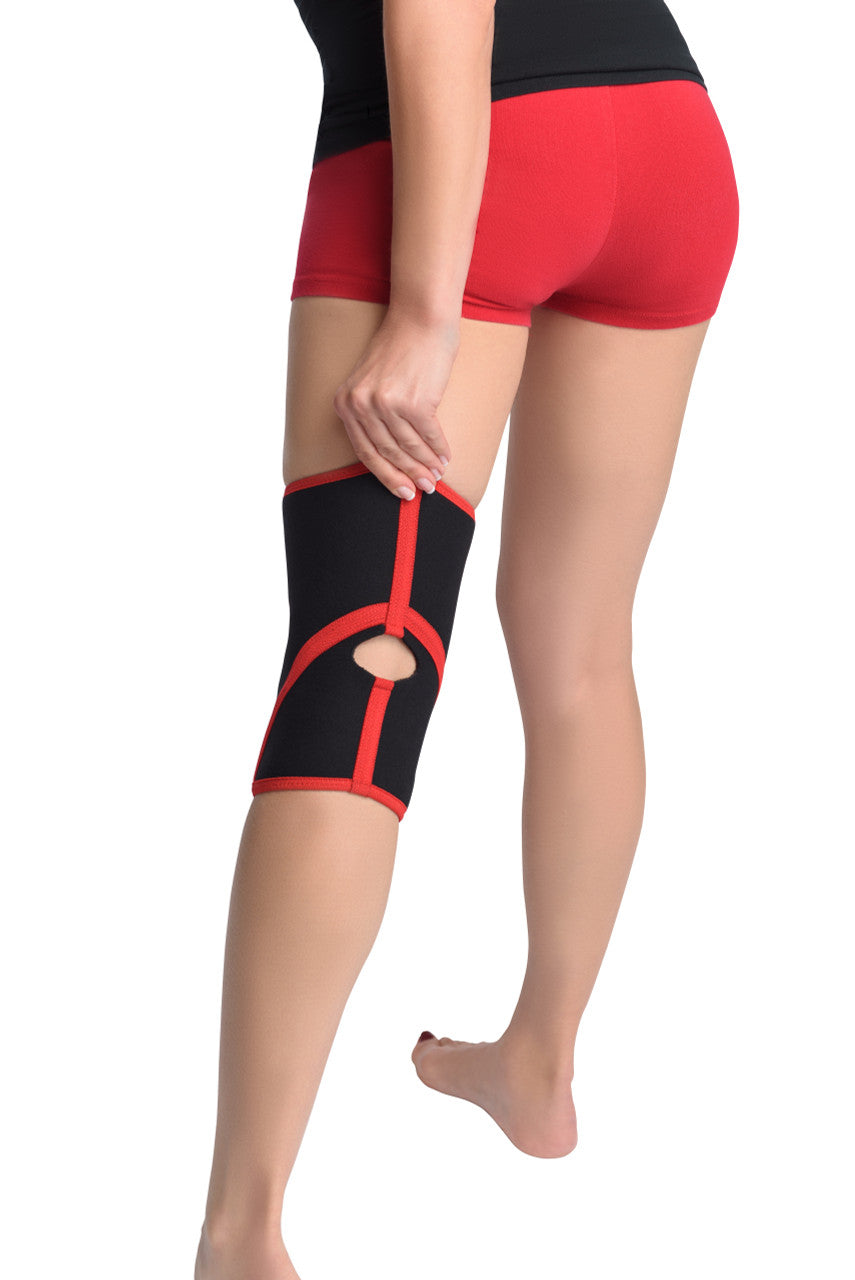 MAXAR Bio-Magnetic Airprene Knee Brace - Open Patella, Terrycotton Lining - Black w/Red Trim - No Insurance Medical Supplies