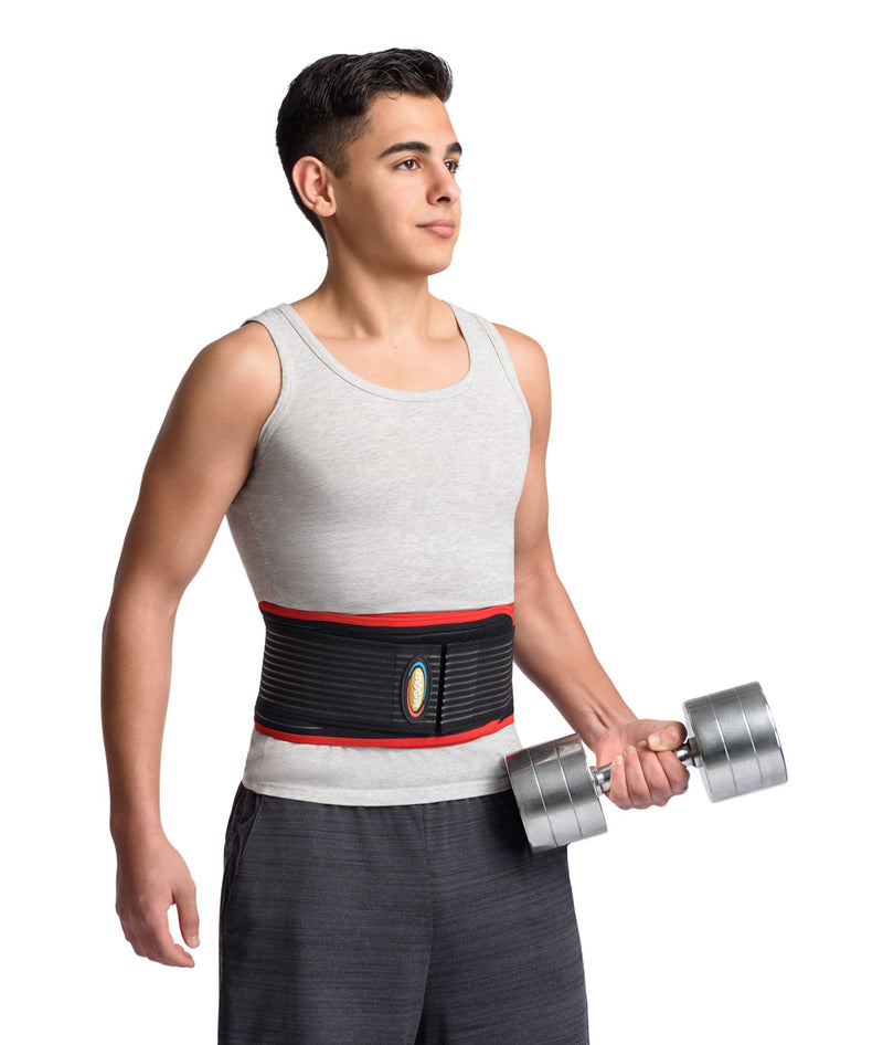 MAXAR Bio-Magnetic Deluxe Back Support Belt - Far Infrared with Cera Heat Fabric - Black w/Red Trim