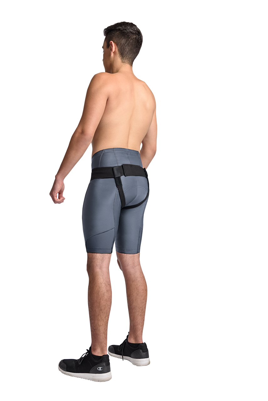 MAXAR Deluxe Hernia Support - Double Sided with Removable Inserts - Black w/Red Trim
