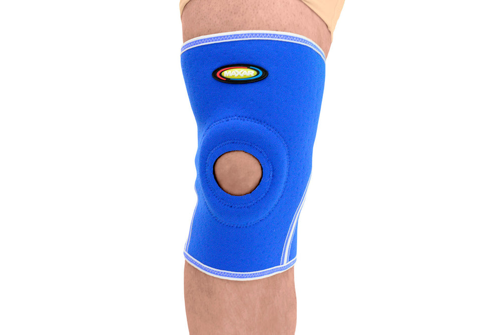 MAXAR Airprene (Breathable Neoprene) Knee Brace - Open Patella, Terrycotton Lining - Blue - No Insurance Medical Supplies