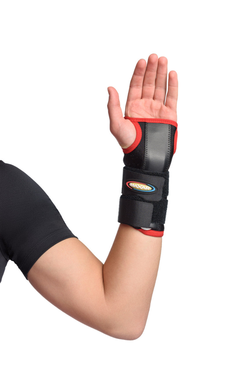 MAXAR Airprene (Breathable Neoprene) Wrist Splint - Black w/Red Trim