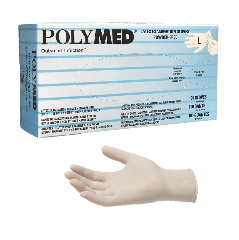 PolyMed Latex Examination Gloves Powder-Free - Large (100 Count)