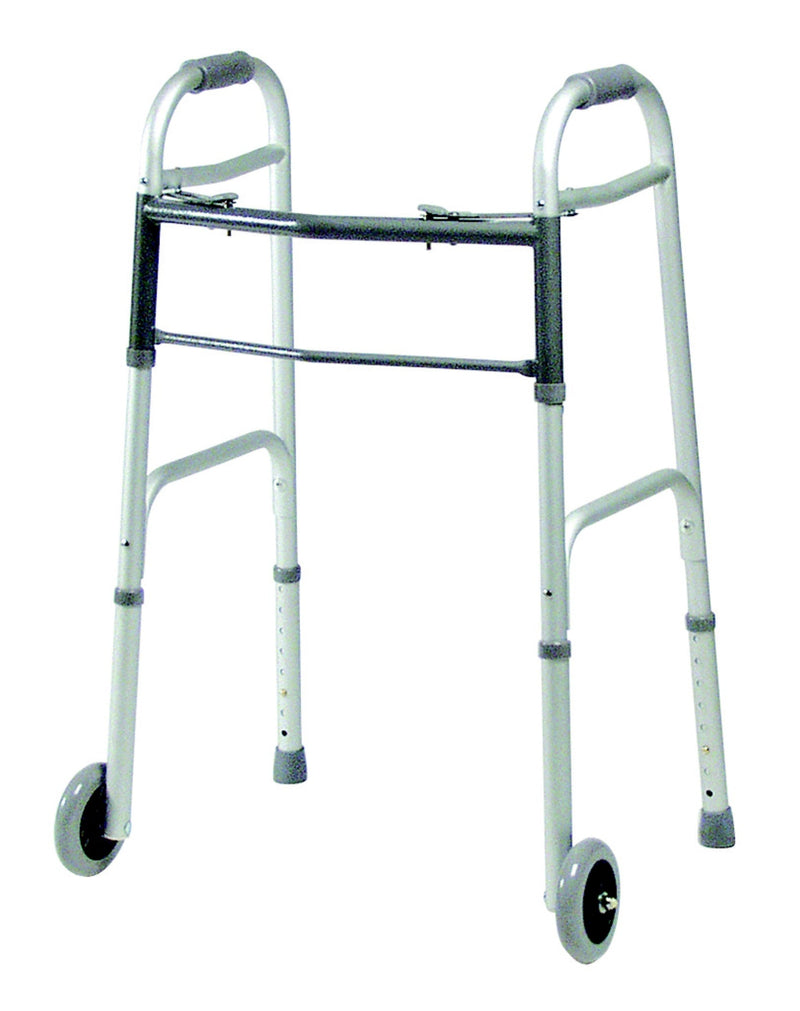 Graham Field Dual Release Folding Walkers with 5" Fixed Wheels - Adult, 4 Each Per Case