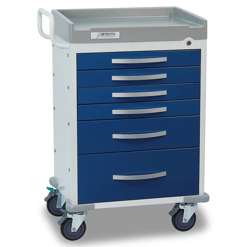 Detecto Rescue Series Anesthesiology 6 Drawers Medical Cart - Blue