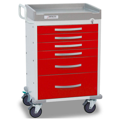 Detecto Rescue Series ER 6 Drawers Medical Cart - Red