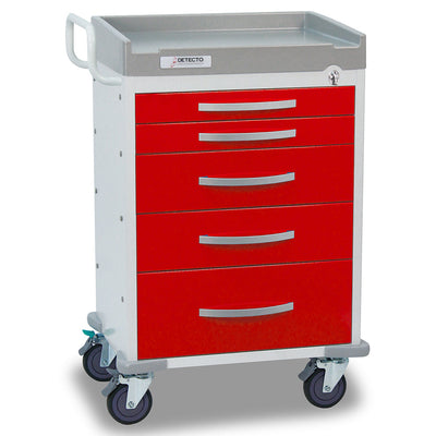 Detecto Rescue Series ER 5 Drawers Medical Cart - Red