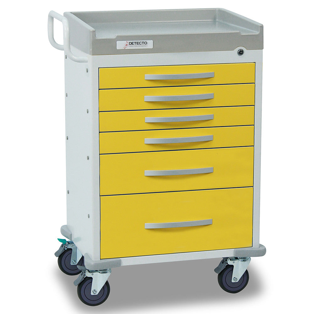 Detecto Rescue Series Isolation Drawers Medical Cart - Yellow