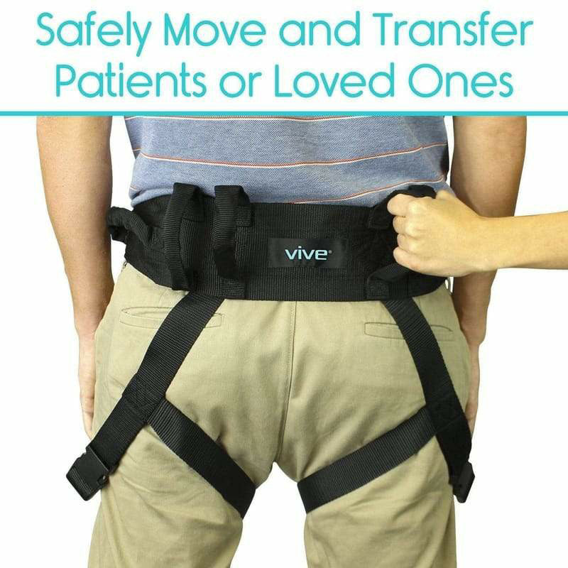 Vive Health Transfer Belt with Leg Straps - Black