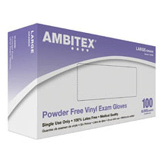 Ambitex Powder Free Vinyl Exam Gloves - Large 100 Count - No Insurance Medical Supplies