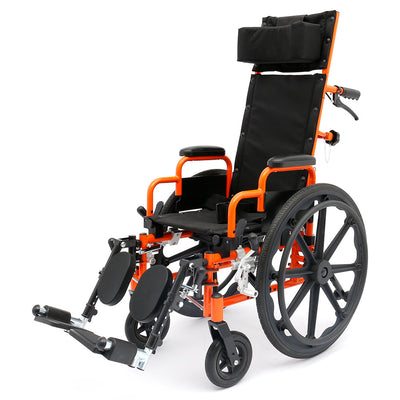 Circle Specialty Ziggo Pro Reclining Wheelchair - Orange, 12 inch