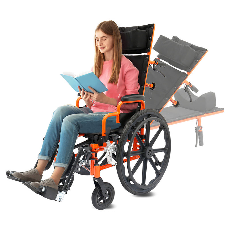 Circle Specialty Ziggo Pro Reclining Wheelchair - Orange, 12 inch