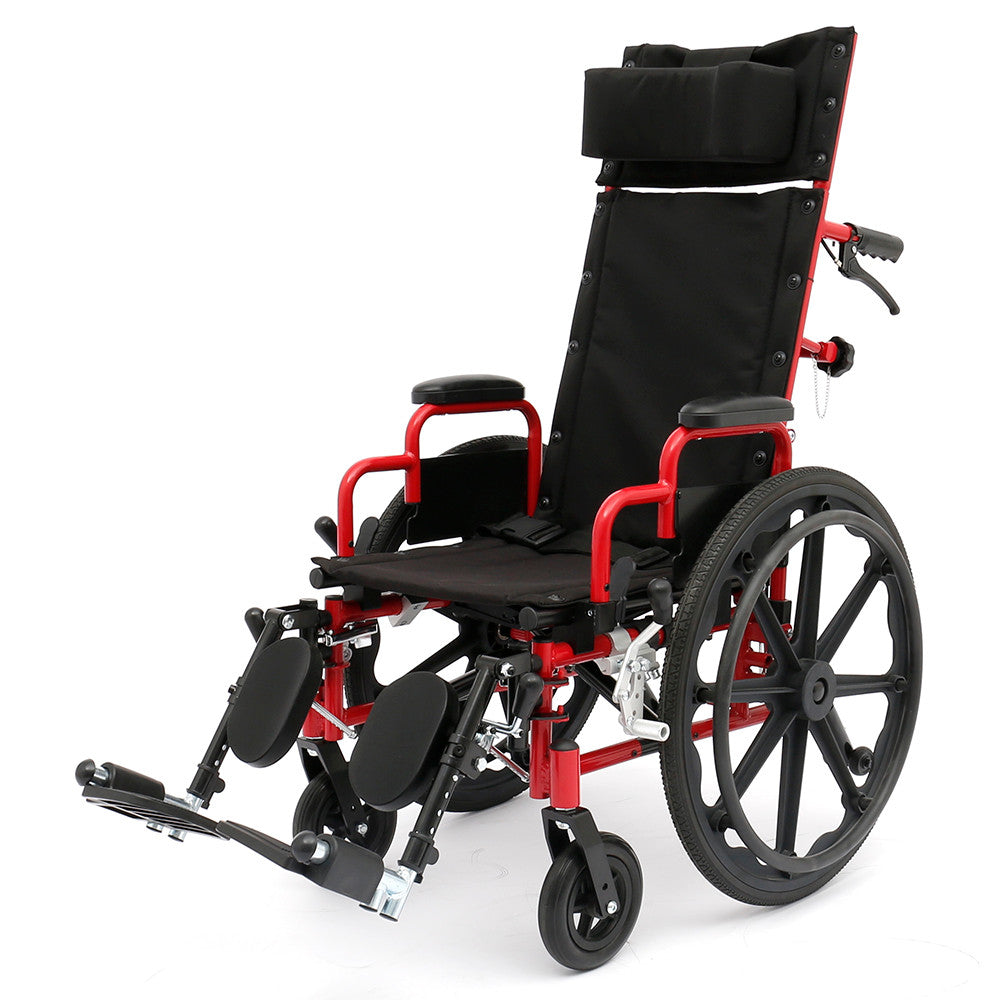 Circle Specialty Ziggo Pro Reclining Wheelchair - Red, 14 inch